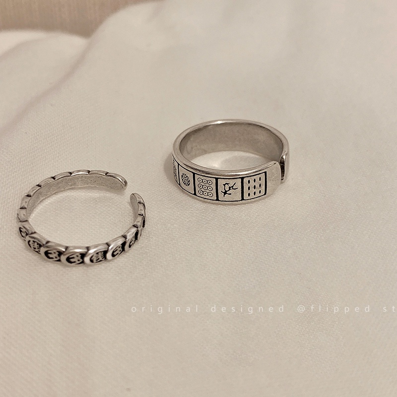 Nhẫn Mạt Chược Phong Cách retro Thời Trang