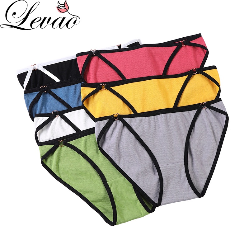 Quần lót LEVAO bằng cotton graphene màu đơn sắc eo thấp chống vi khuẩn cho nữ