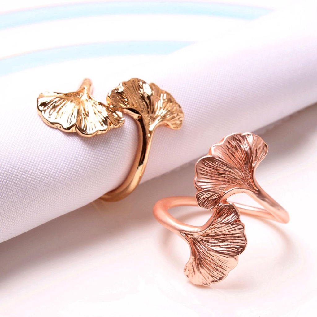 Vòng Khóa Khăn Ăn Hình Lá Ginkgo Trang Trí Tiệc Cưới