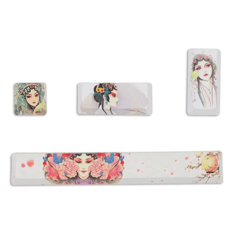 4 Keyboard Keys PBT Cartoon Animation Two-dimensional Cherry Profile Original High Keycap Five-sided Sublimation Adaptation Mechanical Keyboard Keycaps ESC Spacebar Enter and Sub Keyboard Enter Keys