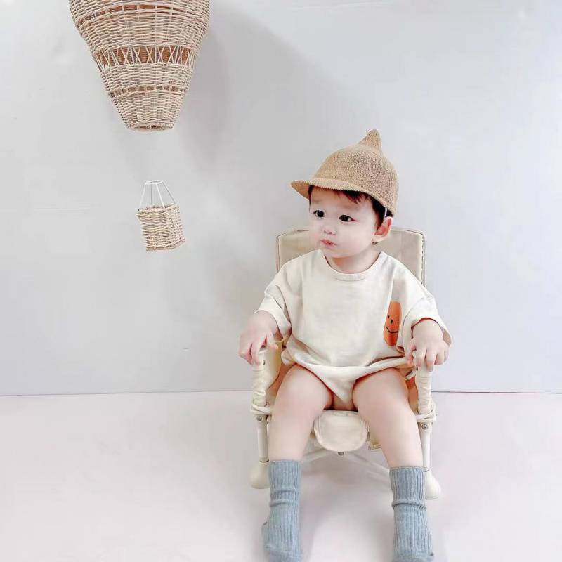 Bộ Áo Liền Quần Tay Ngắn Chất Liệu Cotton In Họa Tiết Hoạt Hình Thời Trang Mùa Hè Cho Bé Trai Và Gái