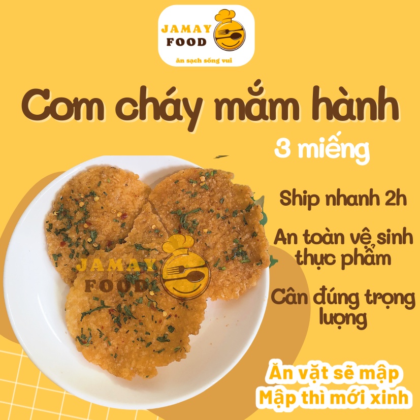 [10 bịch] Cơm cháy mắm hành 3 miếng lớn 10 bịch không bể thơm ngon giòn rụm | Ăn vặt Jamay Food