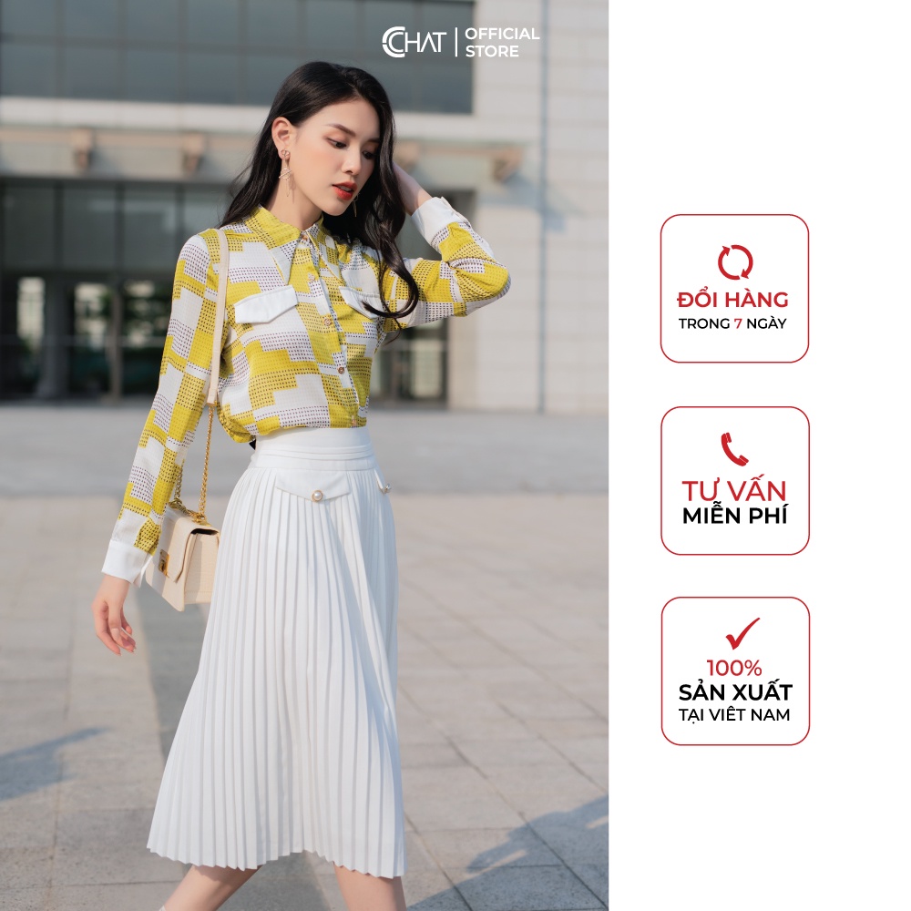 Chân Váy 𝐂𝐂𝐇𝐀𝐓 Dập Ly 2 Nắp Túi Dáng Xoè Phong Cách Trẻ Trung Thanh Lịch 12CDS2003LT