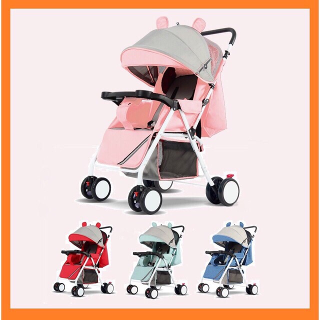 Xe đẩy cho bé sơ sinh 2 chiều 3 tư thế có nhạc chính hãng