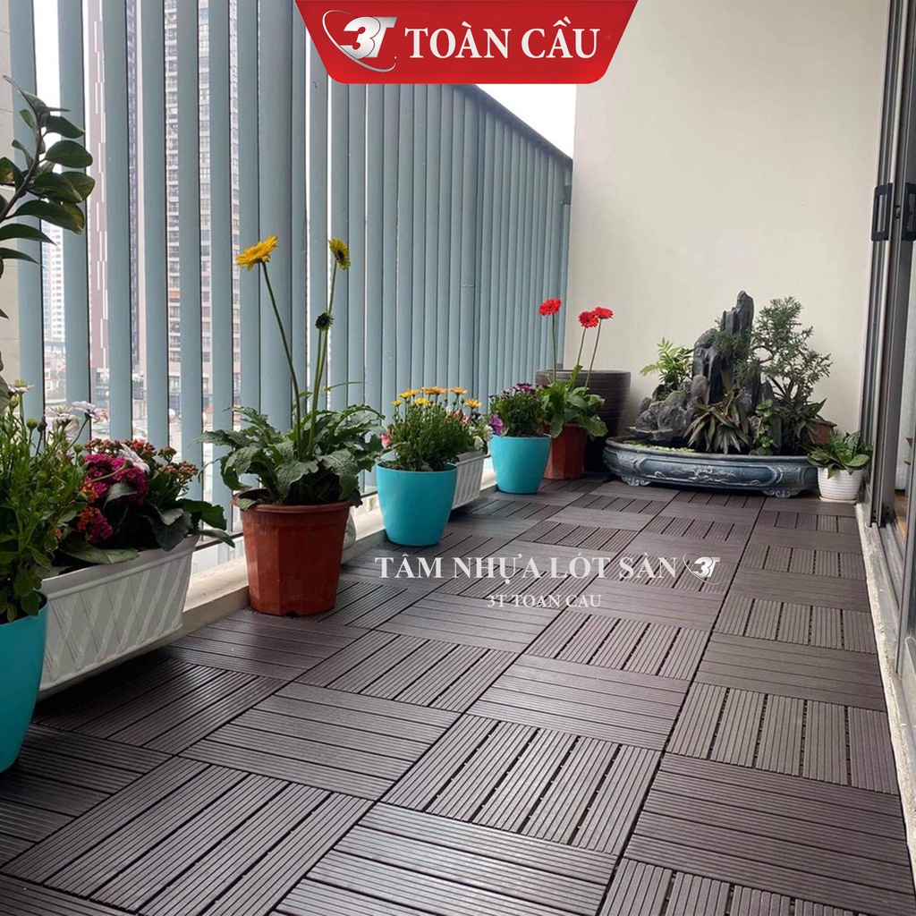 11 Tấm lót sàn nhựa ban 3T-Eco cao cấp - Vỉ nhựa lót sàn ban công, nhà tắm; trang trí sân vườn, sân thượng