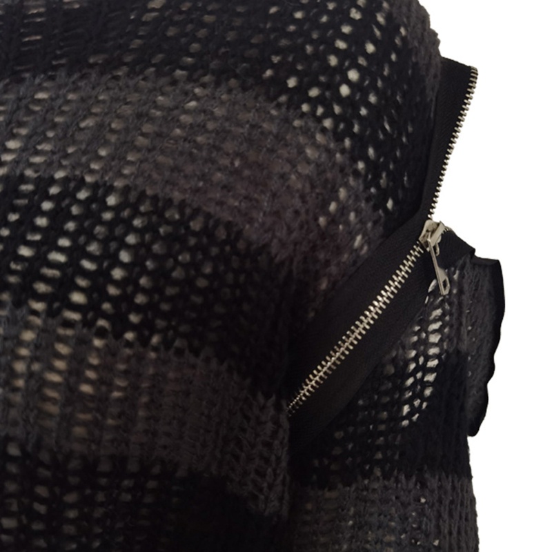 Áo Sweater Dệt Kim Tay Dài Dáng Rộng Kiểu Harajuku Phối Khóa Kéo Cá Tính Cho Nữ