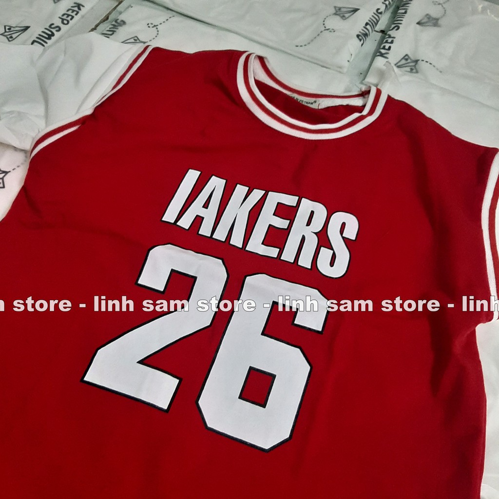 Áo thun tay lỡ nữ thể thao freesize phông form rộng Unisex, mặc lớp, nhóm, cặp phối kiểu bóng rổ in chữ LAKERS | BigBuy360 - bigbuy360.vn