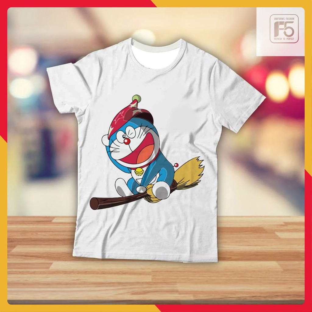 Doraemon phù thủy - Doremon pháp sư - Đô rê mon cưỡi chổi - Áo thun F5 - Áo phông, áo thun thời trang rẻ đẹp