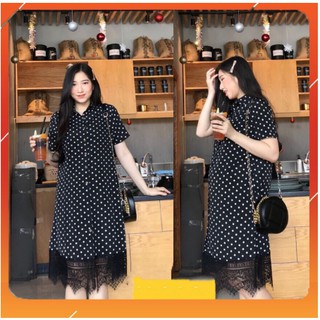 ⚡️ váy bầu 💗 chất lụa hàn ⚡️ đầm bầu váy bầu đẹp chân váy có ren, chấm bi