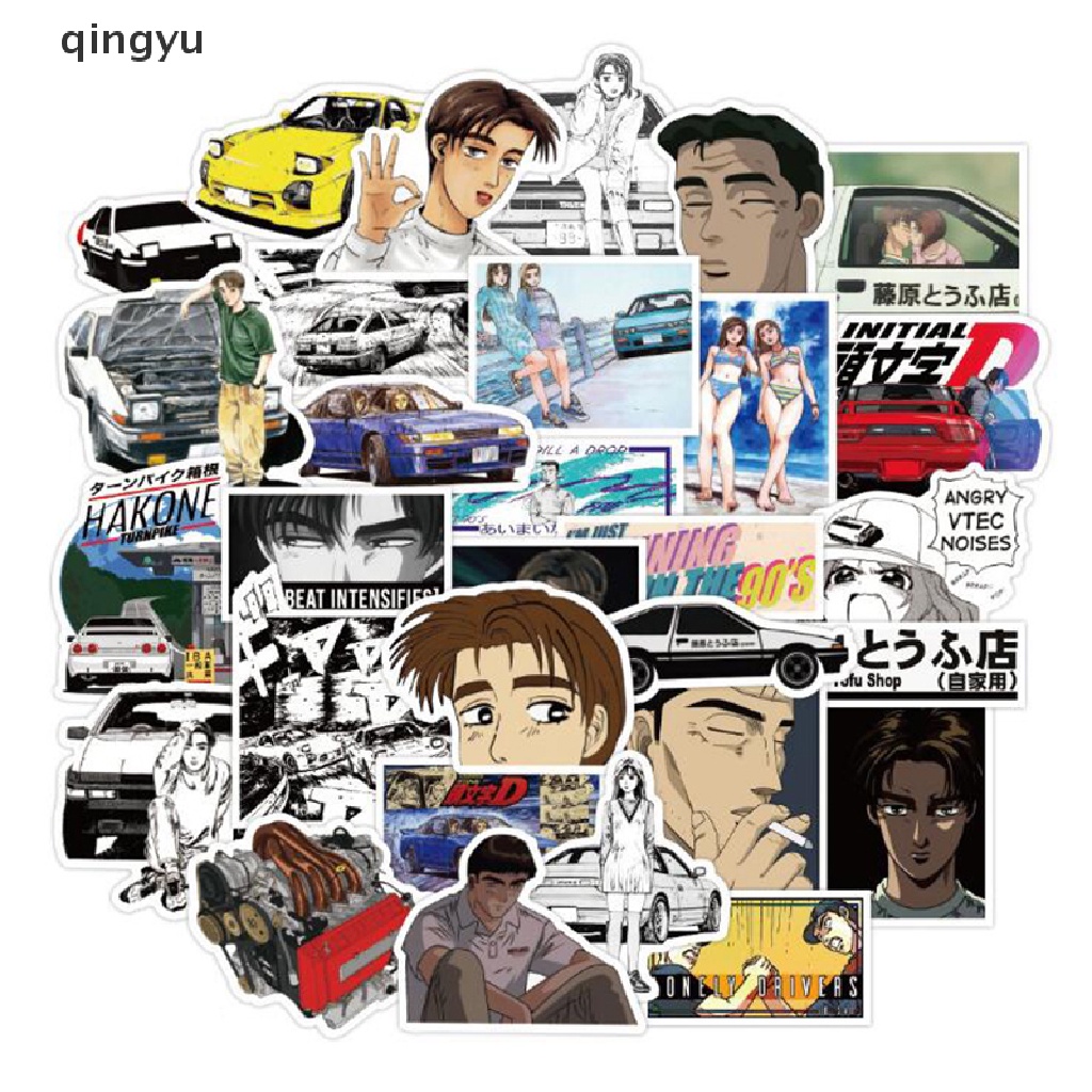 qingyu 50Pcs/Set Initial D Anime Sticker PVC Graffiti Sticker Guitar Waterproof Sticker PLI