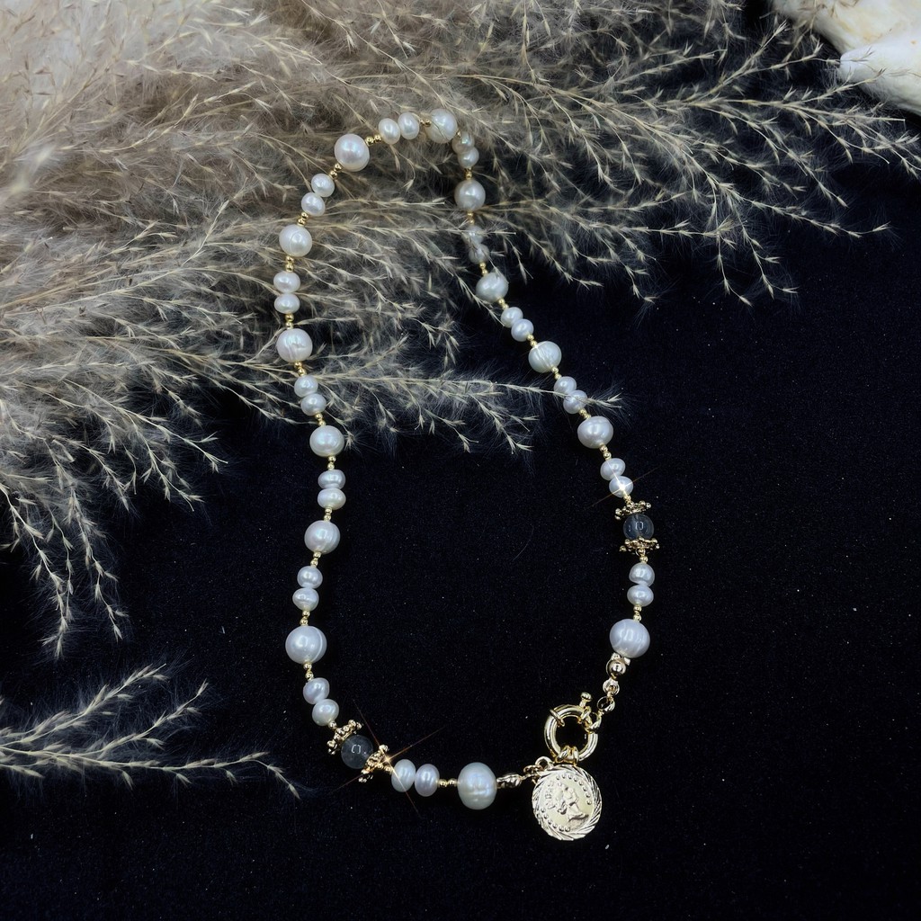 Dây Chuyền NT Đá Labradorite và Mặt Đồng Xu