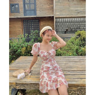 Đầm hoa thắt nơ chân bèo 10451