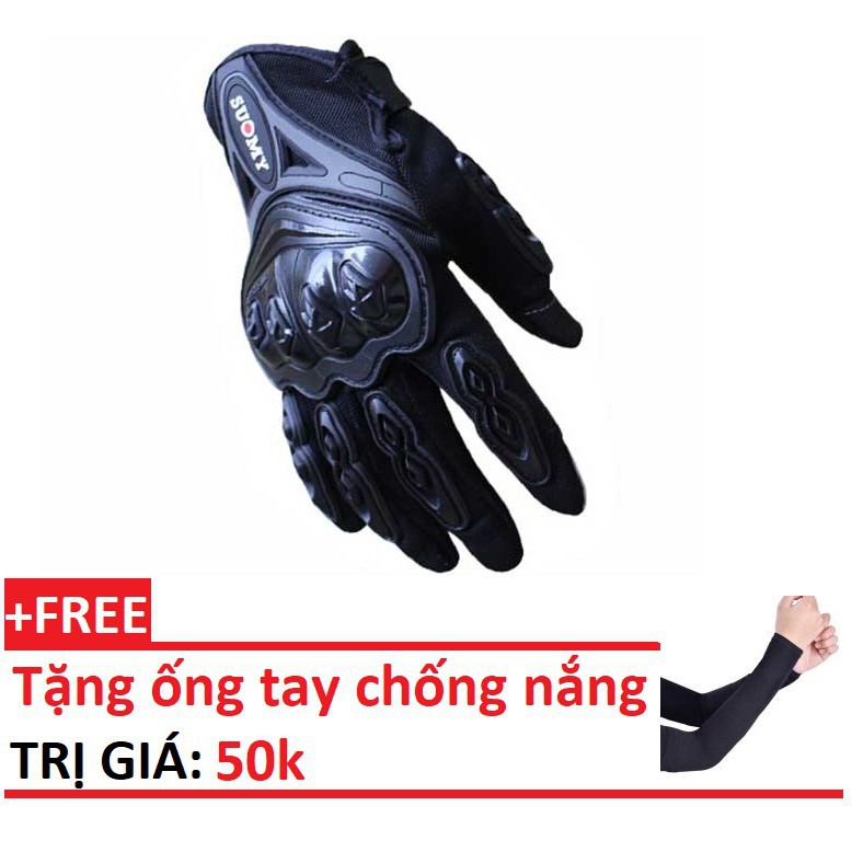 găng tay da nam Găng tay dài ngón đi phượt cảm ứng điện thoại Suomy, găng tay motor, găng tay nam đẹp giá rẻ + tặng kèm