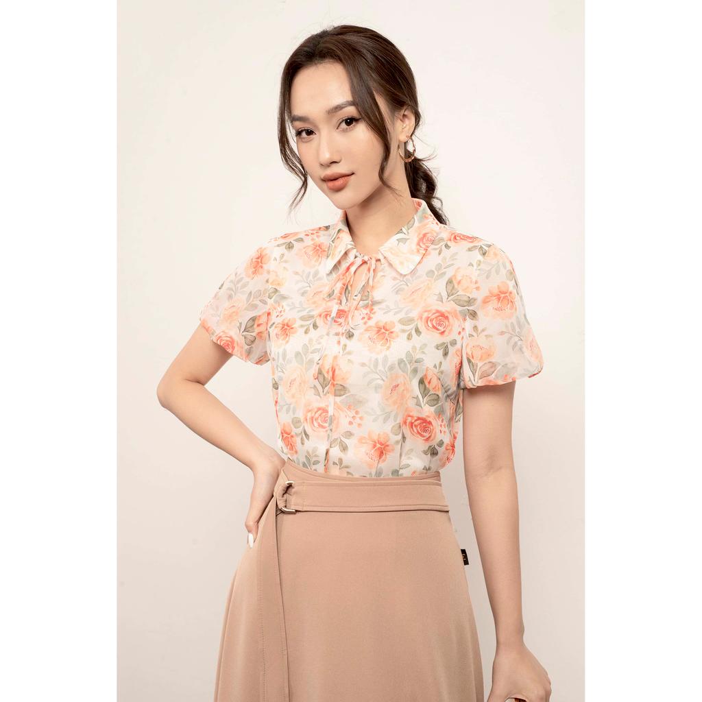 Áo sơ mi cổ sen, tay bồng, buộc dây nơ MMOutfit M-AO061221270