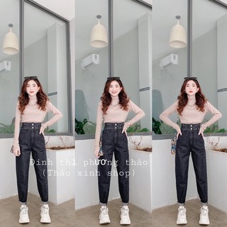 🌀Baggy Jeans Lưng Cao 2 Nút Xỏ Dây