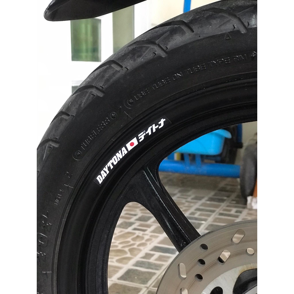 [Decal trong in UV chữ trắng] Tem Daytona japan dán mâm xe máy [1 set dán 2 bánh]