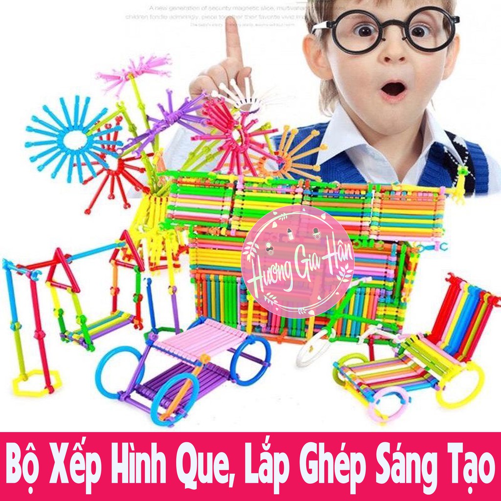 [RẺ VÔ ĐỊCH] Bộ Xếp Hình Que, Lắp Ghép, Giúp Bé Thông Minh Sáng Tạo - goodbaby, luvamo, hanhdecal, shop mẹ xôi