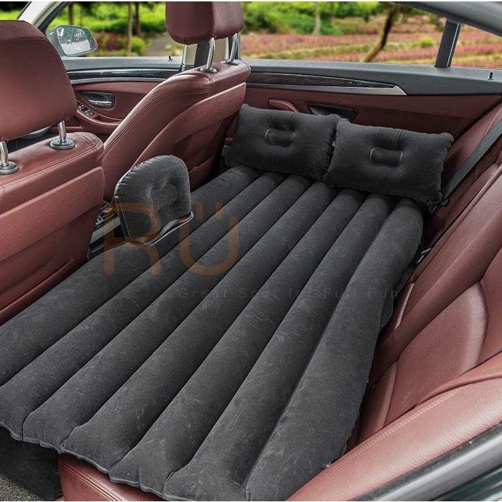 [Tặng bơm] Đệm/Nệm hơi ô tô phủ nhung đế rời kèm 2 gối,và bộ keo vá dự phòng