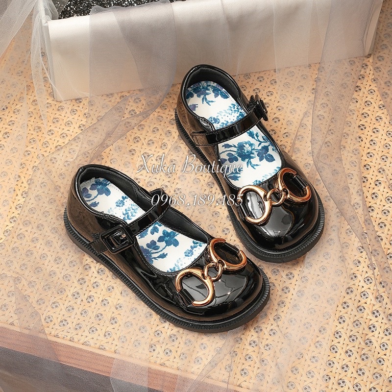 Giày Búp Bê GC Hoa Văn Cao Cấp Bé Gái