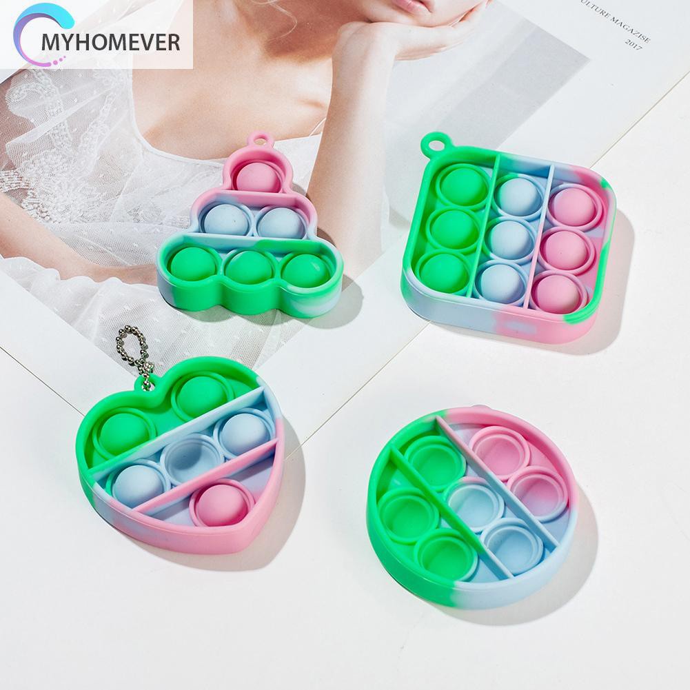 Pop It Fidget Đồ chơi Tie Dye Colorful Push Bubble Sensory Autism Anti Stress Silicone Keychain