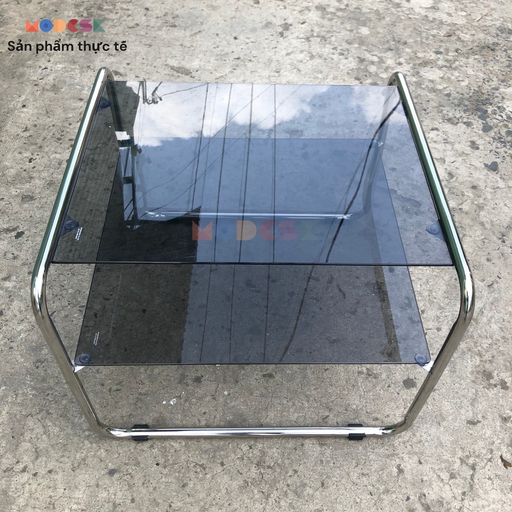 Bàn sofa, trà Modesk SS Double Square Table khung inox 304 – kính cường - ván MFC an cường - phòng khách, quán cà phê