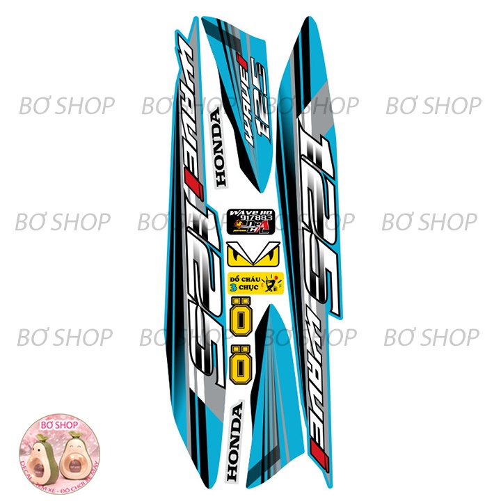 Tem rời WAVE ALPHA 110  Mẫu 125i - BƠ SHOP  - Tem chế 3 lớp cao cấp