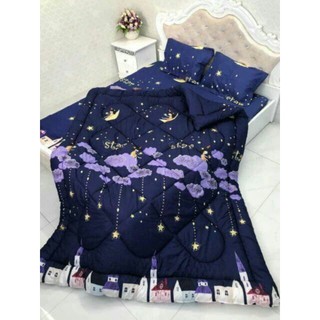 [Thanh lý hàng] Bộ Chăn Phao Ga Gối Poly Set 5 Món mẫu sao rơi