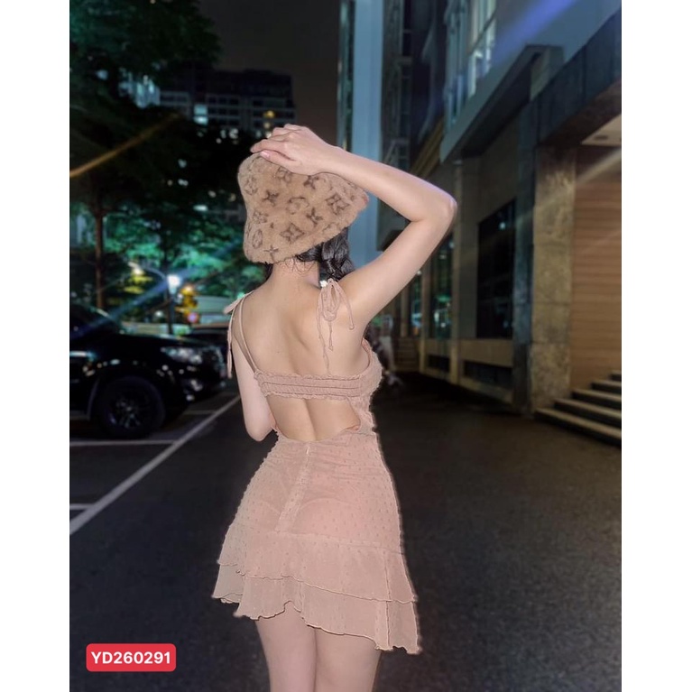 Đầm 2 dây hở lưng Sexy Voan Hạt Nổi YD260291