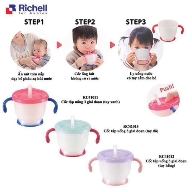 Cốc Tập Uống 3 Giai Đoạn Richell Nhật Chính Hãng - 150ml