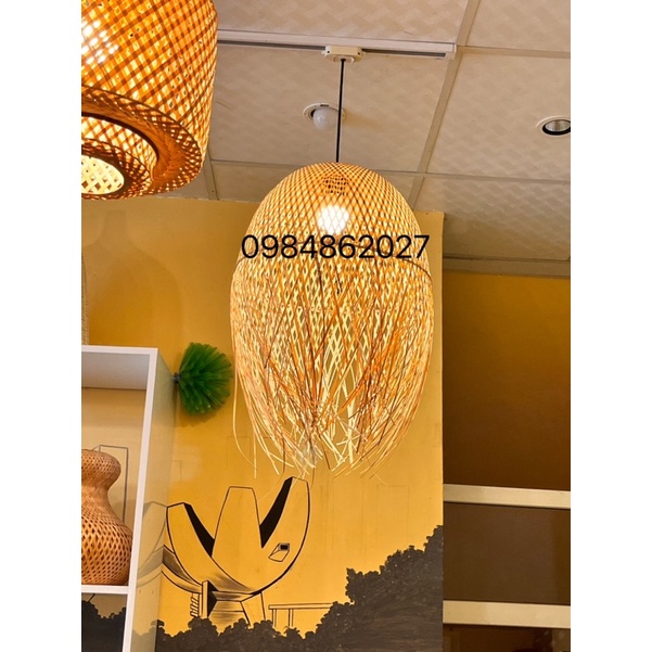 Đèn râu mây tre đan, đèn treo thả