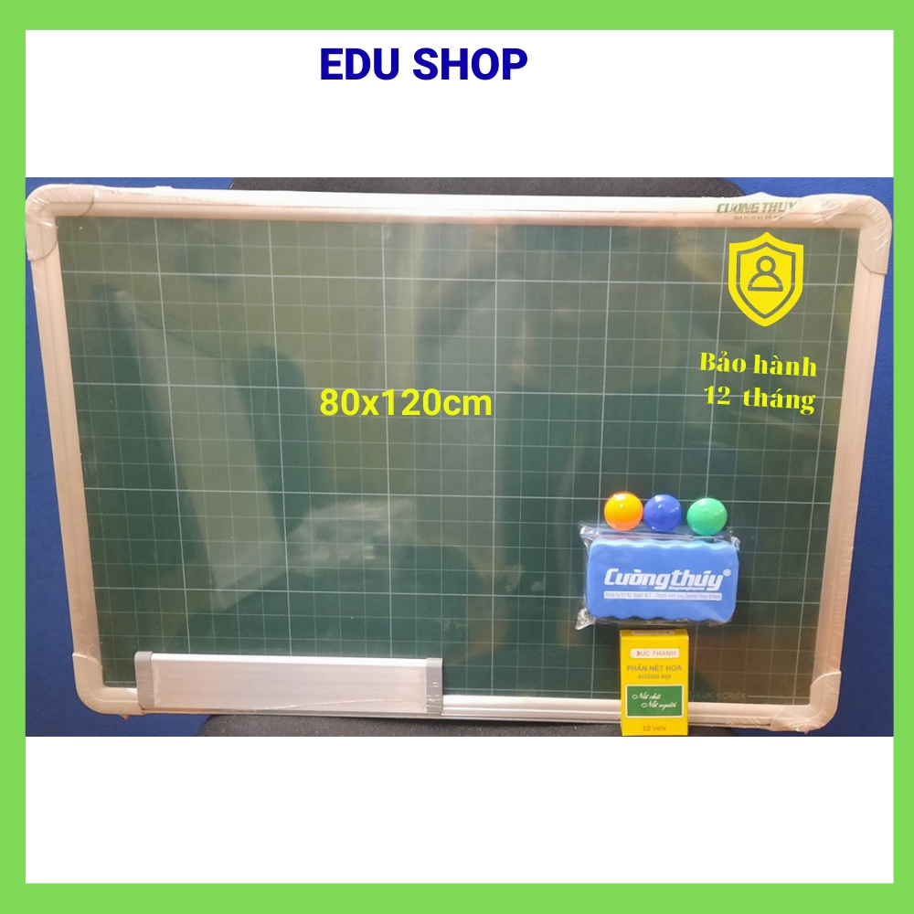Bảng Từ Xanh kẻ ô ly 80x120cm Chống Lóa Viết Phấn ( Tặng phấn, bông lau, nam châm)
