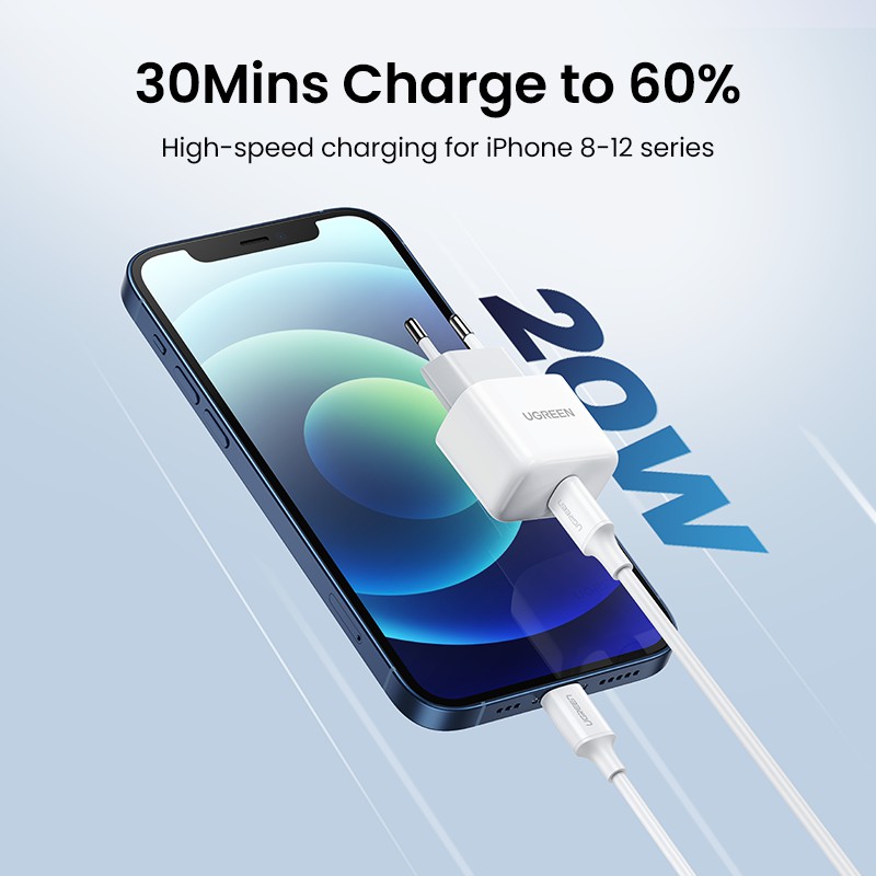 [Mã ELBMO2 giảm 12% đơn 500K] Ugreen Cốc Sạc Nhanh Mini PD 20W 33W QC4.0 Cho iPhone 14 Pro 13 12 Samsung Xiaomi