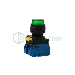 YW1L-M2E10 : Nút nhấn Idec phi 22, có đèn, loại lồi, nhấn nhả 1NO