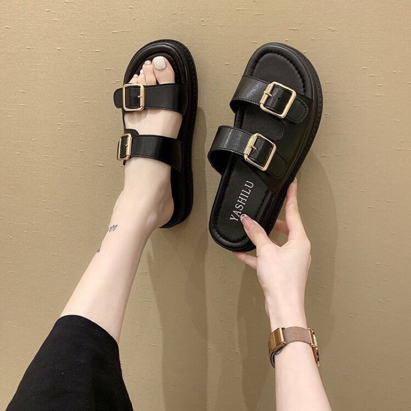 Sandal 2 quai khóa vuông, sandal nữ đi học