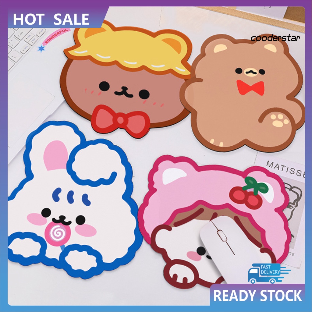 Tấm lót chuột chống trượt hình thỏ/gấu hoạt hình dễ thương