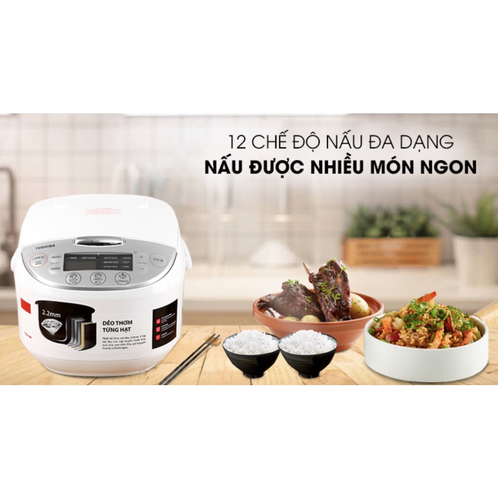 Nồi cơm điện tử Toshiba 1.8 lít RC-18DH2PV(W) hàng chính hãng,mới 100%