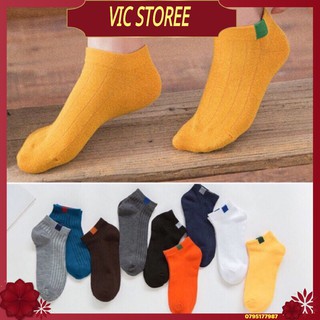 set vớ [🌿 FRESHIP🌿]Set 10 Đôi Tất Gân Vintage Cổ Ngắn Kháng Khuẩn (Nhiều Màu)
