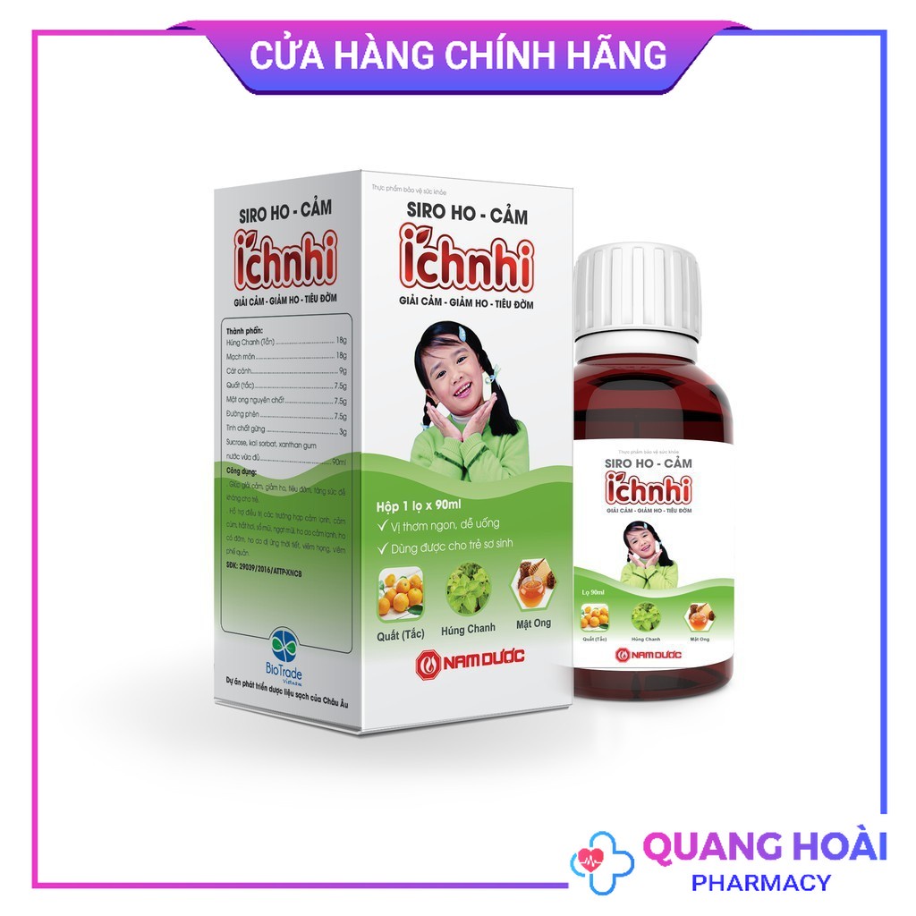 Siro ho cảm Ích Nhi - Giảm ho, cảm cúm, long đờm