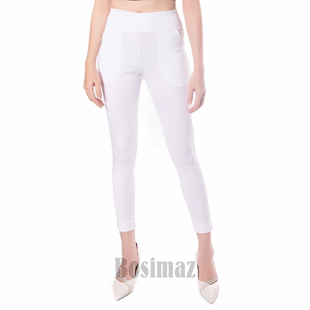 Quần Legging Nữ Bosimaz MS121 dài túi trước màu trắng cao cấp, thun co giãn 4 chiều, vải đẹp dày, thoáng mát.