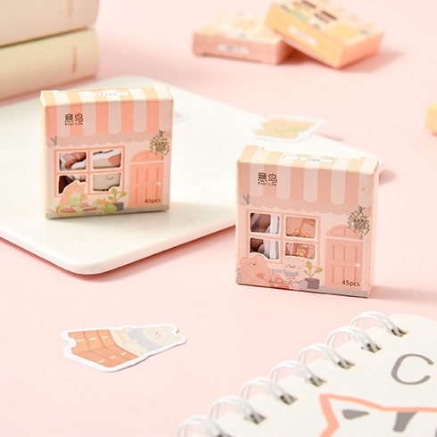 Hộp 45 miếng dán trang trí hình động vật dễ thương DIY