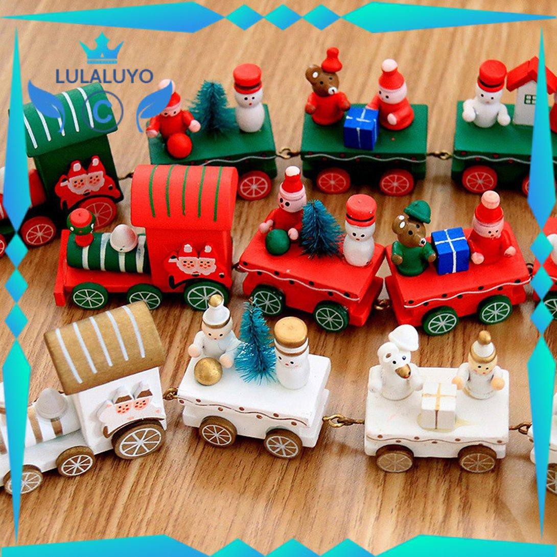 [Giáng sinh]  Christmas Decorations Wooden Train Toys Multi-color Optional Children's Toys Exquisite Holiday Gifts  .lu