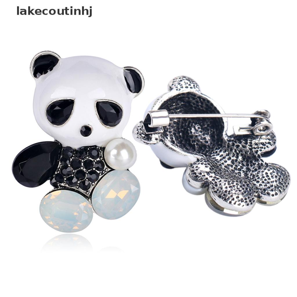 {lakecoutinhj} Fashion Wedding Bridal Crystal Enamel Animal Panda Corsage Banquet Brooch Pin hye