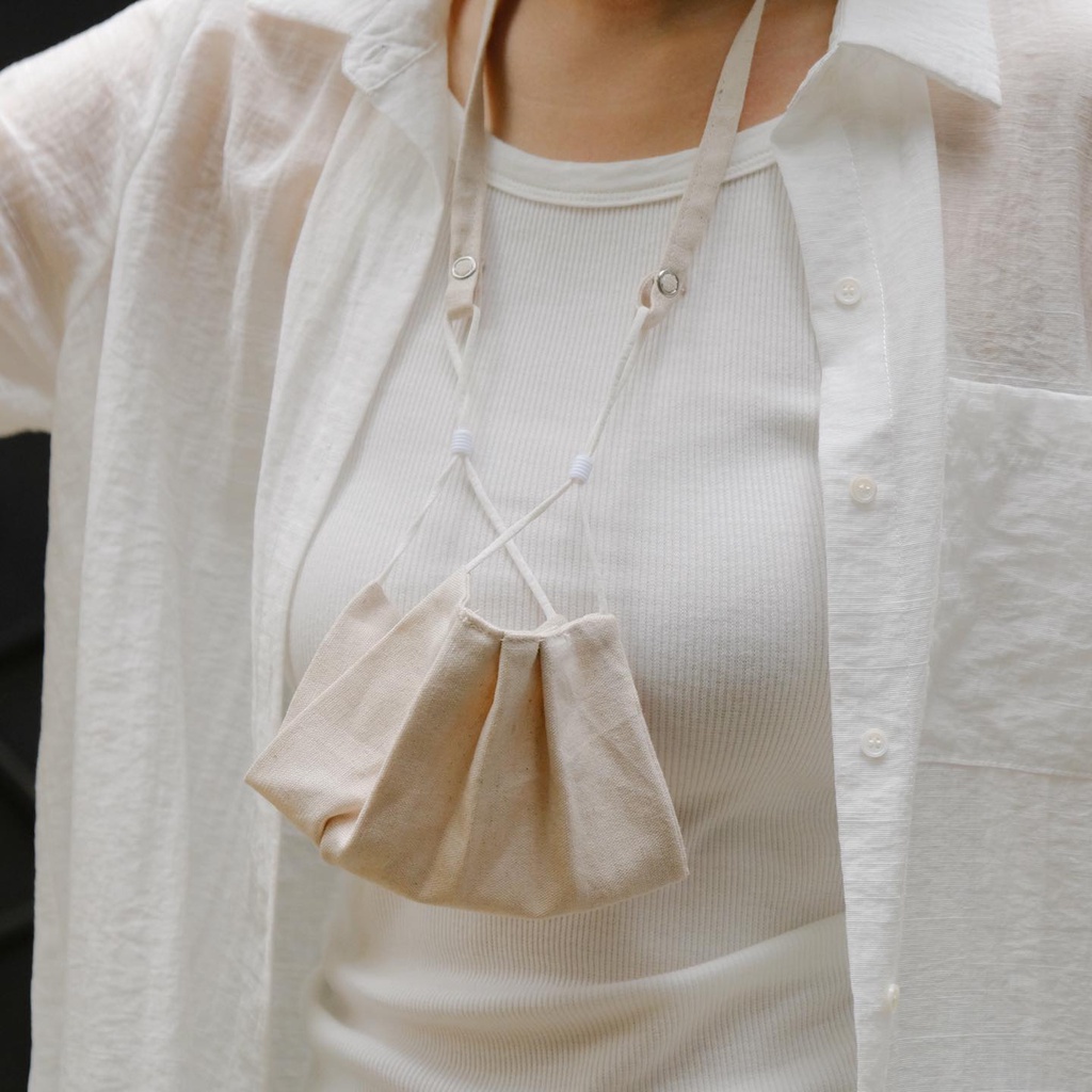 KHẨU TRANG VẢI LINEN 3 LỚP  - KÈM DÂY ĐEO