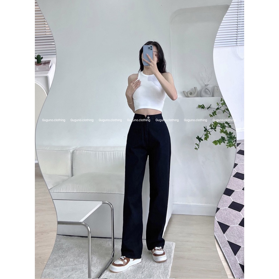 Quần jeans nữ ống rộng GUGUNO