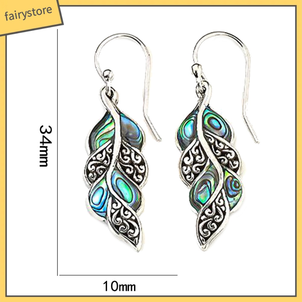 Khuyên tai dáng dài mặt hình lông chim công phong cách Vintage sang trọng