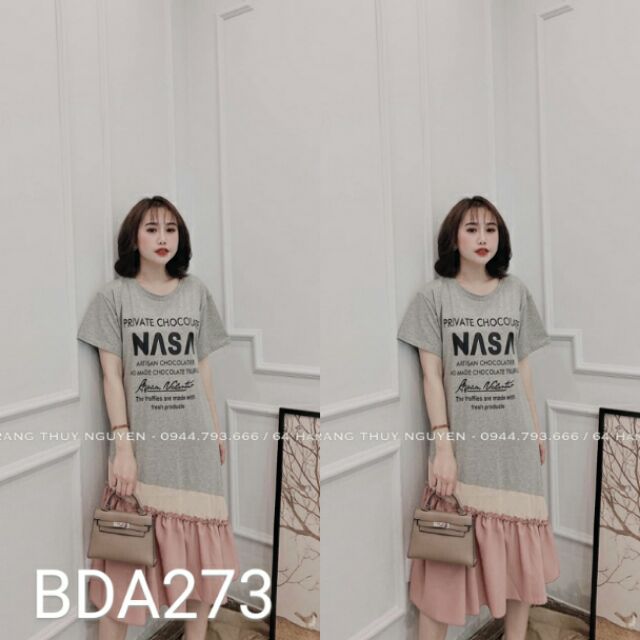 Váy bầu mùa hè chất cotton dáng dài đuôi cá