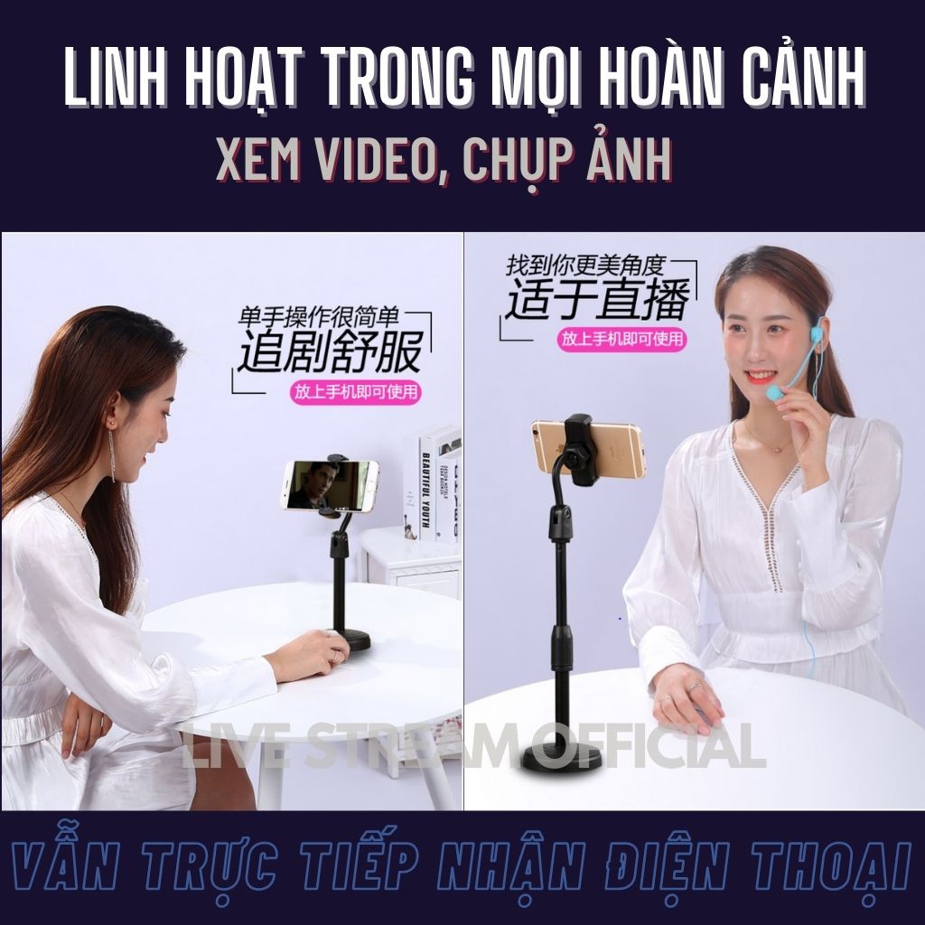 Giá đỡ điện thoại livestream để bàn xoay 360 điều chỉnh độ cao kẹp giữ chắc chắn chống rung lắc - Live Stream Official