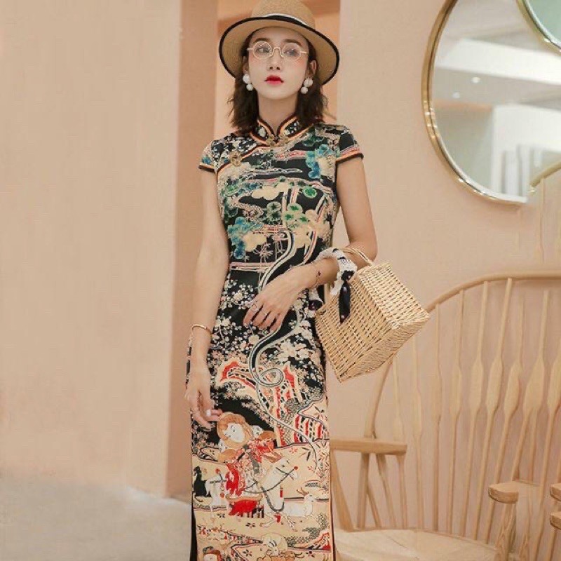 Sườn xám hoạ tiết