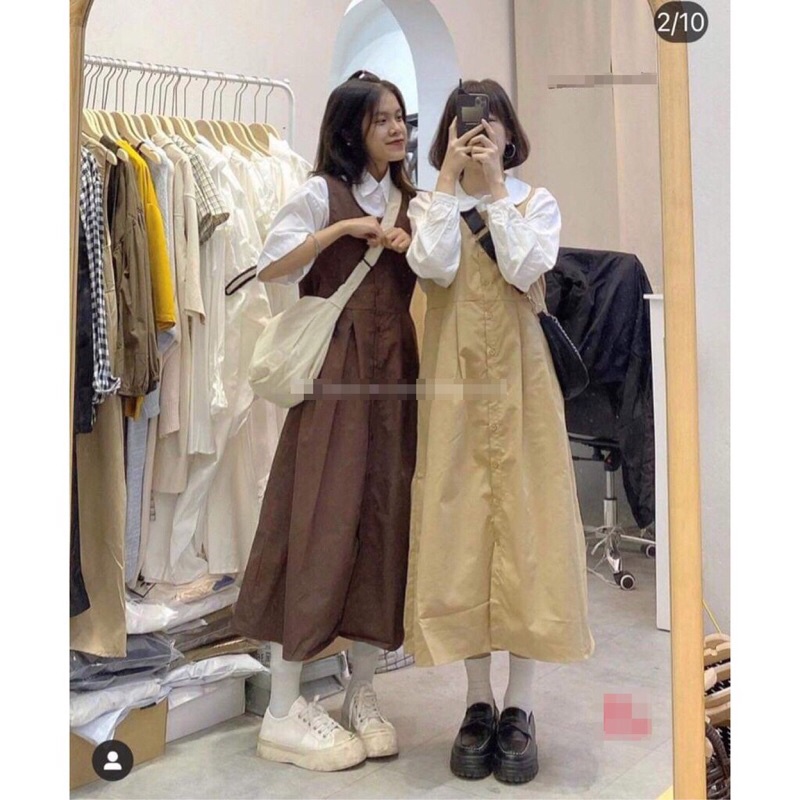 VÁY YẾM KAKI BABYDOLL Cài Cúc dễ thương, trẻ trung | BigBuy360 - bigbuy360.vn