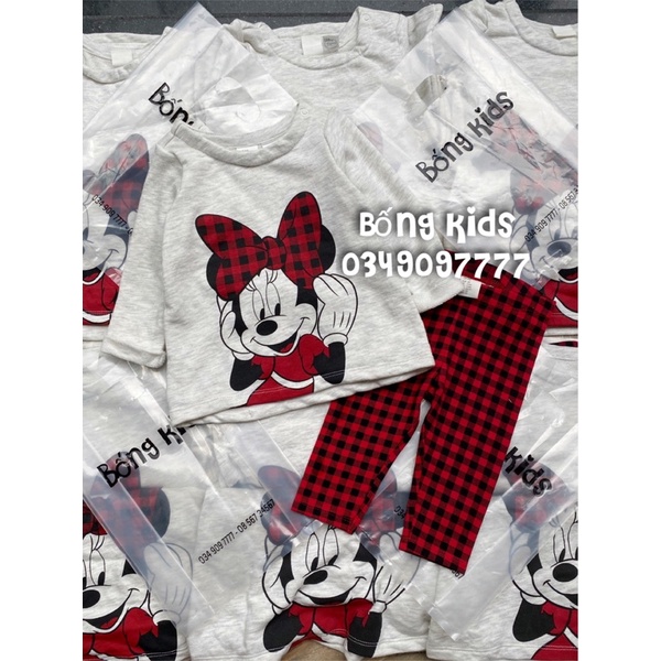 Bộ Nỉ Legging Bé Gái Minnie Caro Đỏ HaM